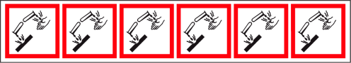 Verpakkingstape op rol met pictogram "Bijtende Stoffen" - GHS 05