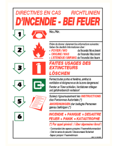 Richtlijnen bij brand 1 FR/DU (sticker)