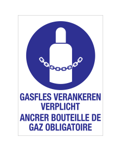 Bord Gasfles verankeren verplicht NL/FR tekst