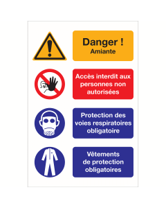 Autocollant Danger Amiante, acces interdit