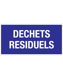 Blauwe sticker met tekst voor afvalscheiding van restafval