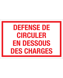 Sticker Verboden onder de hangende lasten door te gaan - tekststicker met rode tekst