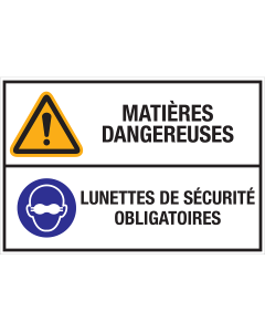 Autocollant Matières dangereuses - Lunettes de sécurité obligatoires