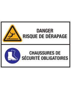 Danger risque de dérapage- Chaussures de sécurité obligatoires (Sticker)