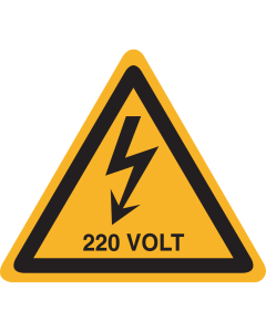 Bord met pictogram / spanningsaanduiding "Waarschuwing 220 volt" - ISO 7010 - W012