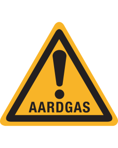 Bord met pictogram waarschuwing aardgas