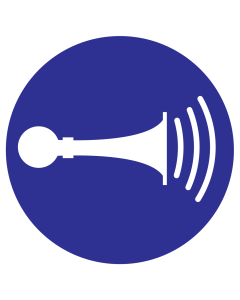 Blauw bord met pictogram voor verplicht geven van akoestisch geluidssignaal - ISO7010 - M029