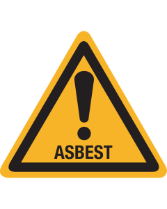 Bord met pictogram en tekst Asbest