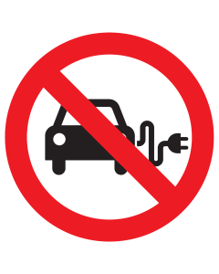 Bord met pictogram Verboden auto opladen