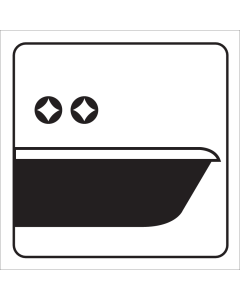 Wit bord met pictogram voor aanduiden van een badkamer
