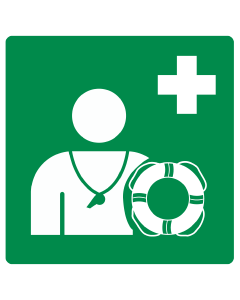 Bord met pictogram lifeguard - badmeester volgens ISO7010 - E075