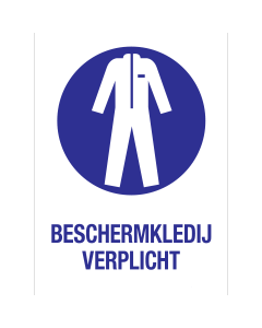 Bord met pictogram en tekst om aan te duiden dat het dragen van beschermende kleding verplicht is - ISO7010 - M010