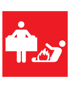 Bord met pictogram van een branddeken