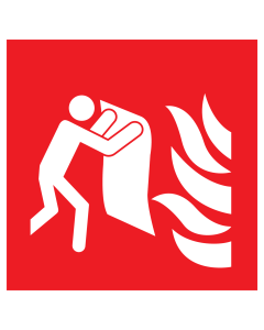 Bord met pictogram van een blusdeken met vlam - ISO 7010 - F016