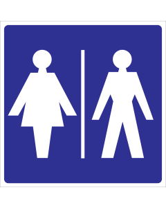 Bordje met pictogram voor aanduiding van een ruimte voor dames en heren