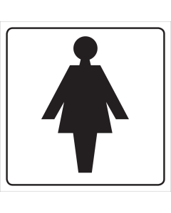 Bord met pictogram voor aanduiden ruimte voor dames wit