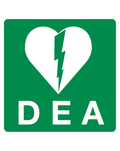 Bord met pictogram en tekst DEA
