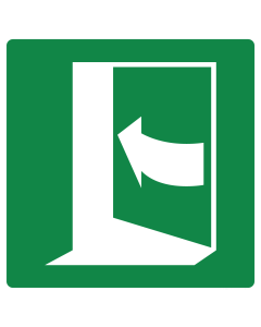 Bord met pictogram nooduitgang duwen linkerkant ISO 7010