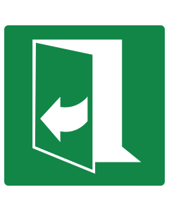 Bord met pictogram nooduitgang trekken rechterkant ISO 7010