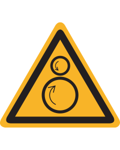 Bord met pictogram tegengestelde draaiende delen - ISO 7010 - W025