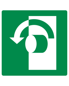 Bord met pictogram draaiknop draairichting links ISO 7010