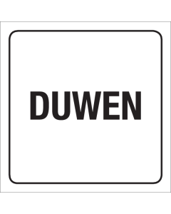 Wit bordje met de tekst Duwen voor bv op een deur