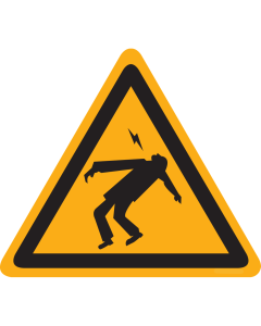 Bord met pictogram "Elektrocutie Gevaar"