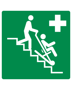 Bord met pictogram evacuatie stoel ISO 7010