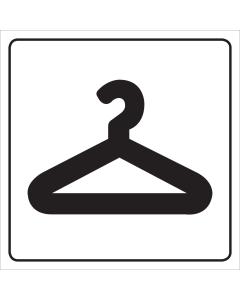 Wit bord met pictogram voor aanduiding ruimte met garderobe