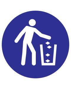 Blauw bord met pictogram om aan te duiden dat gebruik van de vuilnisbak verplicht is - ISO7010 - M030