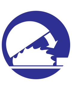 Blauw bord met pictogram om aan te duiden dat het verplicht is om het zaagblad af te sluiten - ISO7010 - M031