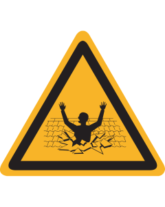 Bord met pictogram "Doorzak Gevaar Dak" 