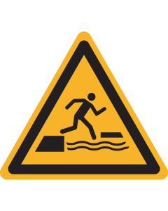 Bord met pictogram "Gevaar Drijvende Oppervlakken / In het Water Vallen" - ISO 7010 - W068