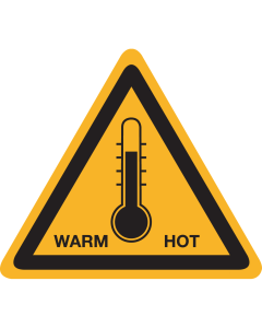 Bord met pictogram hoge temperatuur