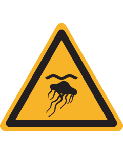 Bord met pictogram "Waarschuwing Kwallen" - ISO 7010 - W069