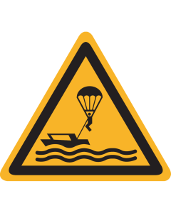 Bord met pictogram "Waarschuwing Parasailing" - ISO 7010 - W063