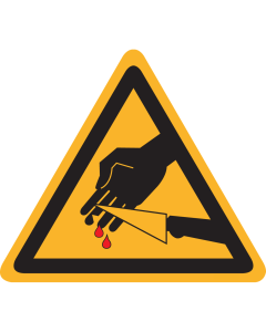 Bord met pictogram gevaar voor snijden - scherp mes