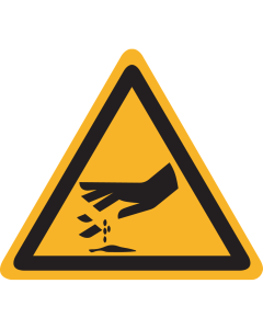 Bord met pictogram gevaar voor snijden in vingers of hand