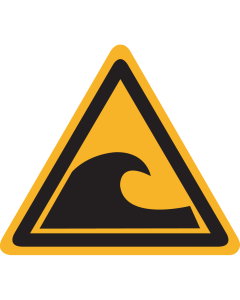 Bord met pictogram "Waarschuwing Tsunami Gebied" - ISO 7010 - W056