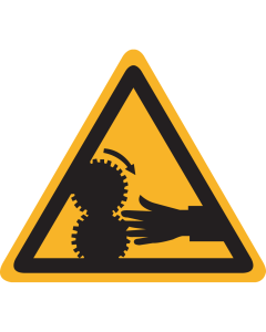 Bord met pictogram gevaar voor handen