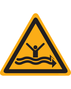 Bord met pictogram "Gevaarlijke Stroming" - ISO 7010 - W057