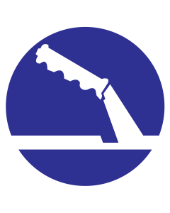 Blauw bord met pictogram om aan te duiden dat het gebruik van de handrem verplicht is