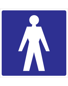 Bord met pictogram van een heer voor aanduiding ruimte met toilet of kleedruimte