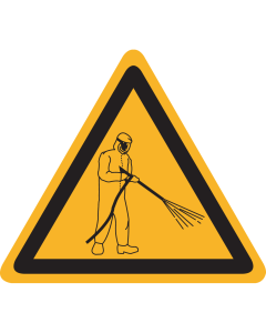 Bord met pictogram hogedrukspuit