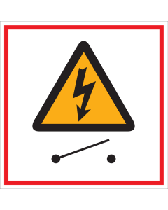 Bord met pictogram voor het aanduiden van de hoofdschakelaar elektra