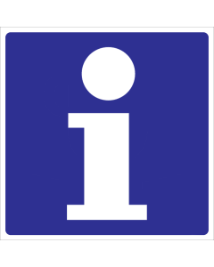 Blauw bord met pictogram voor aanduiden ruimte met informatie