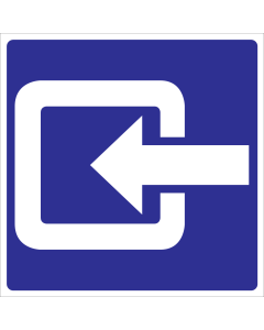 Blauw bord met pictogram voor het aanduiden van een ingang