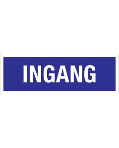 Bord ingang - blauw met witte tekst