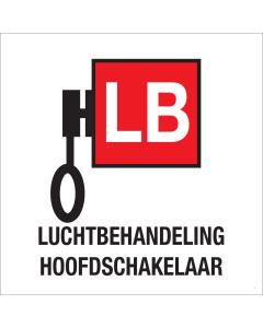 Bord met pictogram voor het aanduiden van de hoofdschakelaar luchtbehandeling
