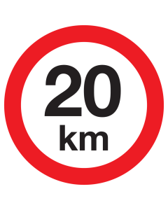 Bord met pictogram maximale snelheid 20km